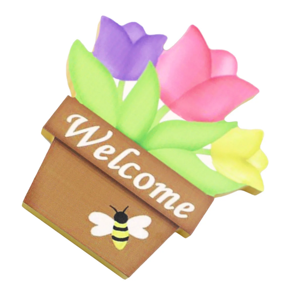 1pc Tulip Shaped Desktop Ornament Easter Wooden Tulips Flowers Craft Photo Prop |