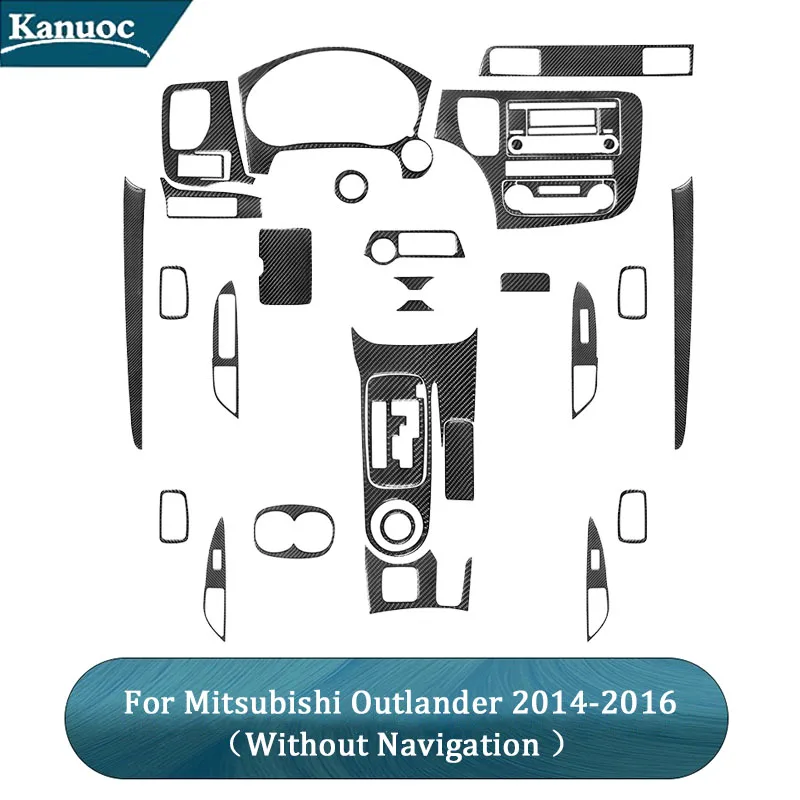 Для Mitsubishi Outlander 2014 2015 2016 без навигации черные наклейки из углеродного волокна