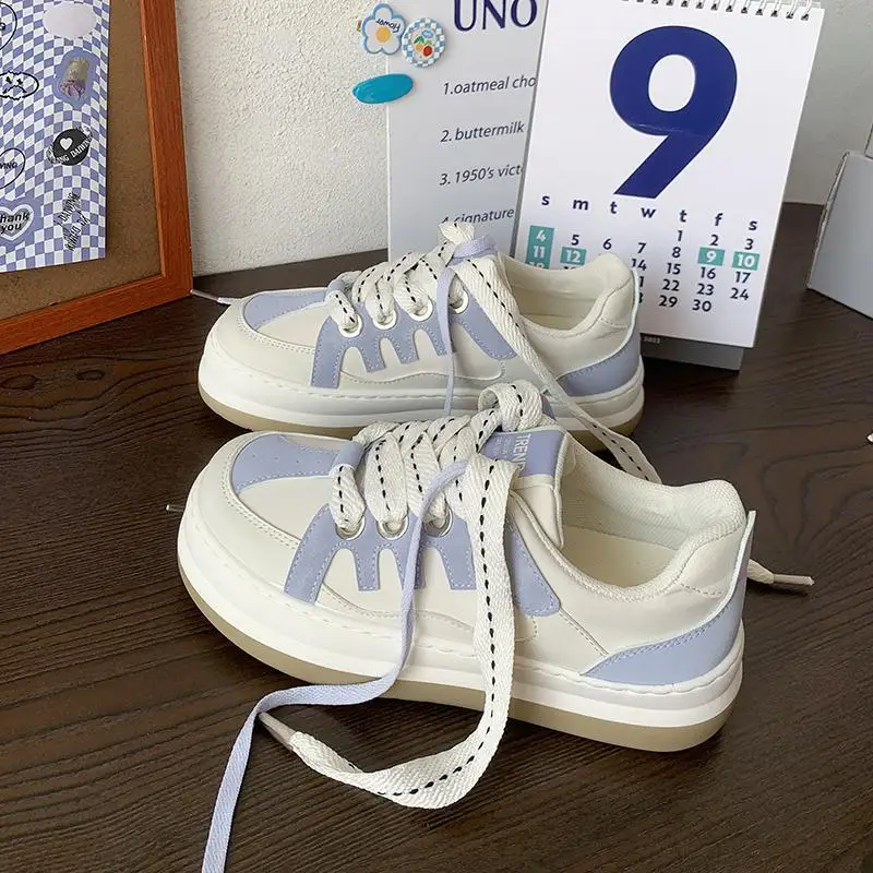 

White Platform Flat Casual Running Shoes Women's Sneakers 2022 Spring Summer New Sports Korean Lolita Vulcanize Basket Tennis
