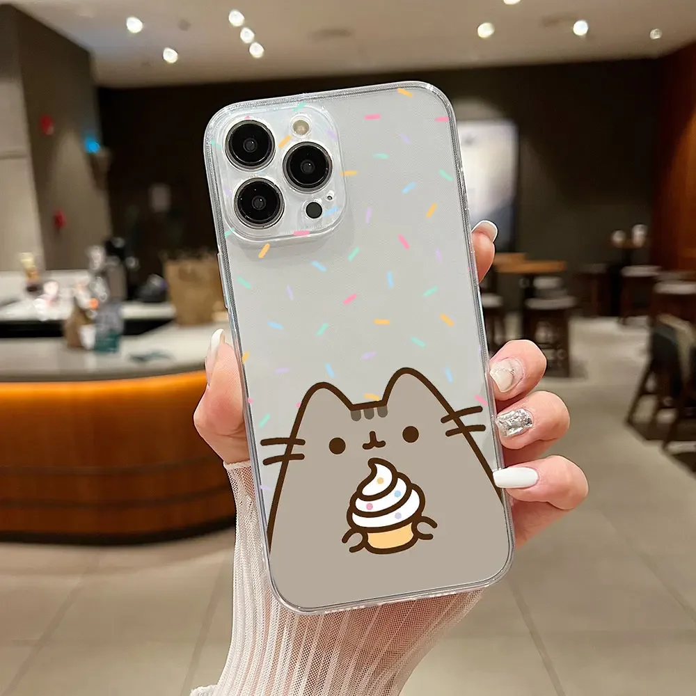 Мультяшный прозрачный чехол Pusheen Кот для Samsung A73 A72 A71 A53 A52 A51 A50 A42 A33 A32 A31 A30 A24 A23 A22 A13