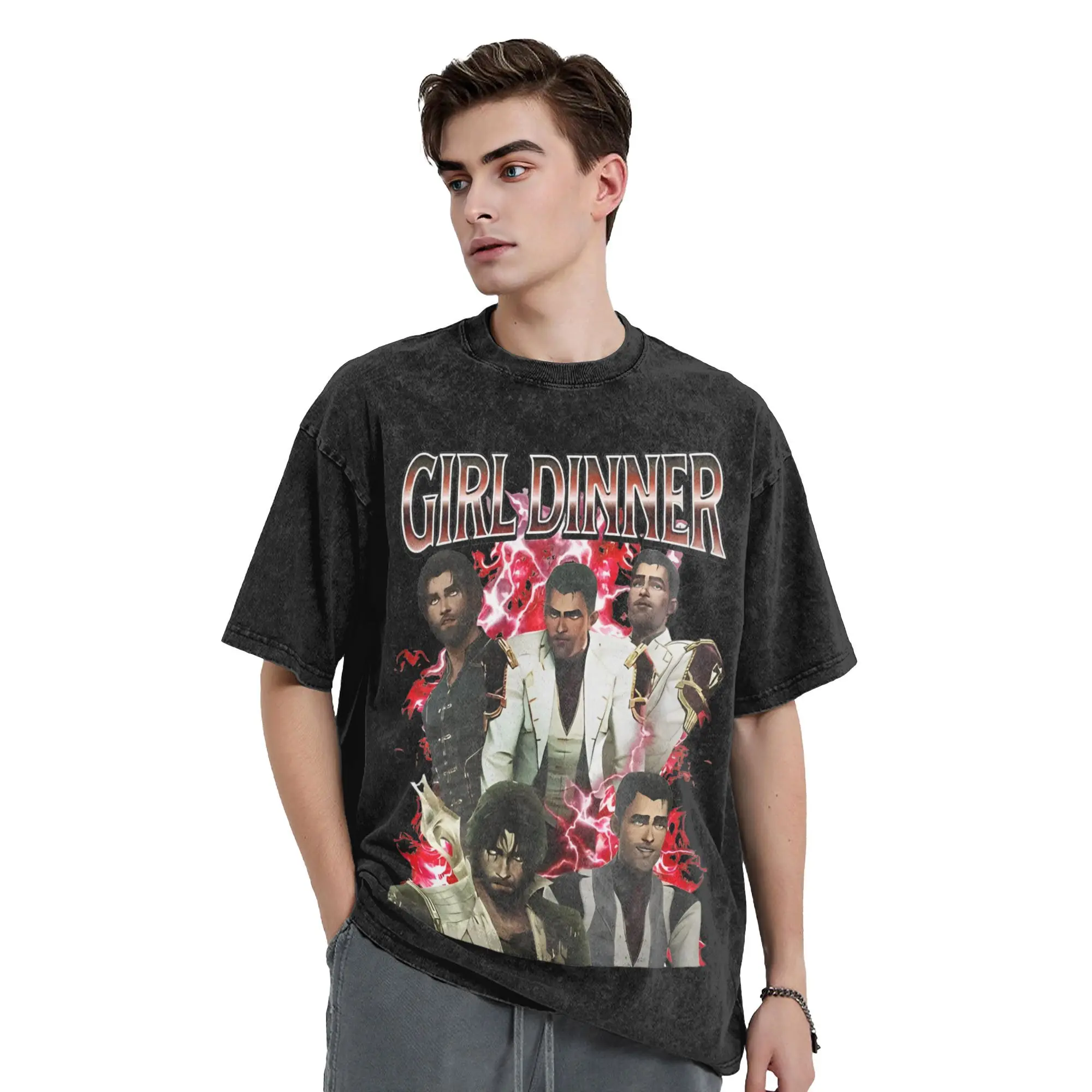 Jayce Caitlyn Viktor Jesus Vi Sevika Arcane Washed T-Shirt Man Cotton T-Shirts Summer O-Neck Hip Hop Tee Shirt Big Size Tops