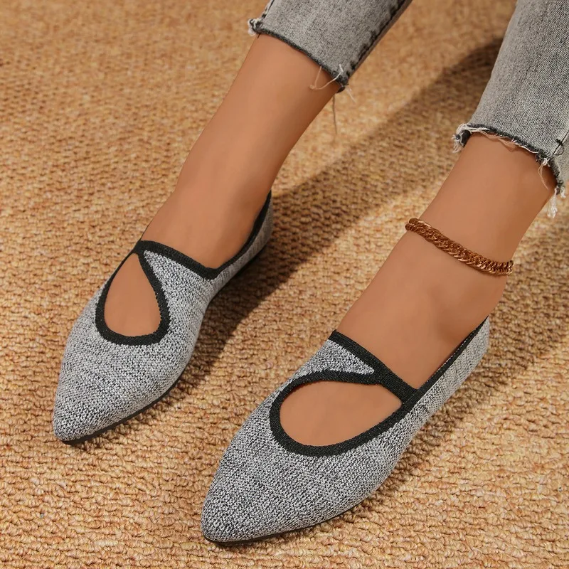 Женская модная обувь на плоской подошве осенние новые вязаные дышащие