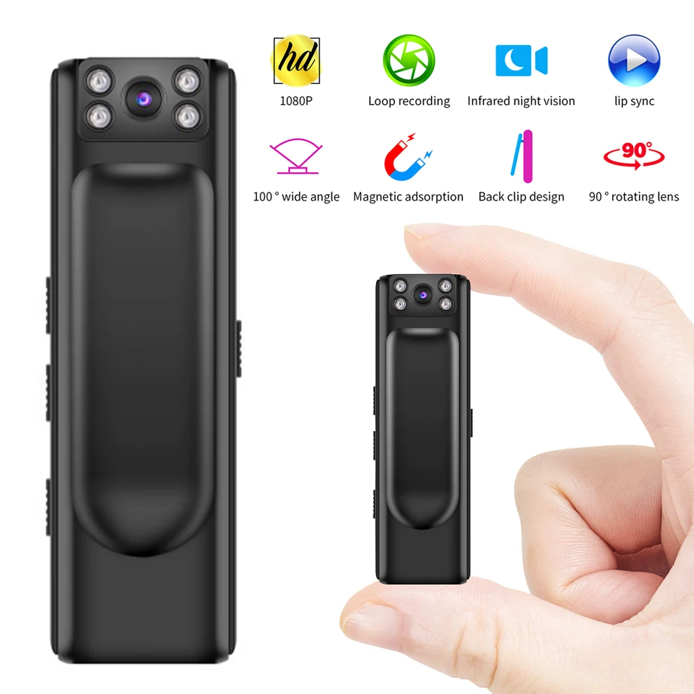 

1080P HD Mini Body Camera Night Vision Mini Camcorder Sports DV Voice Video Recorder for Office Meeting School Loop Recording