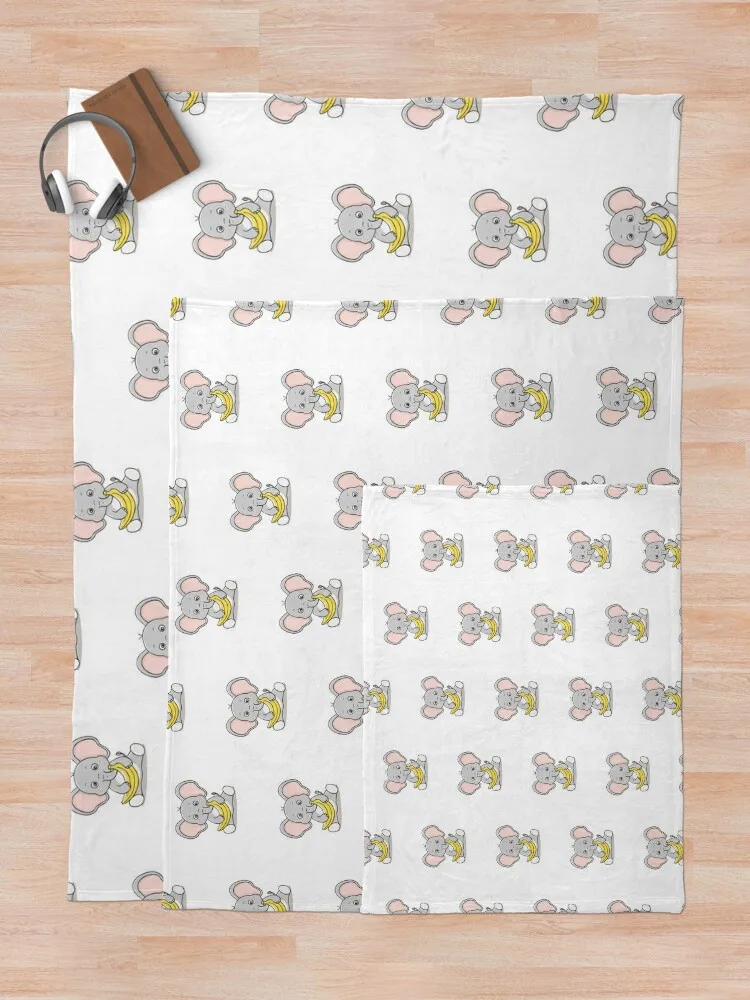 Каракули милого слона с бананом пледы термобелье для путешествий клетчатые
