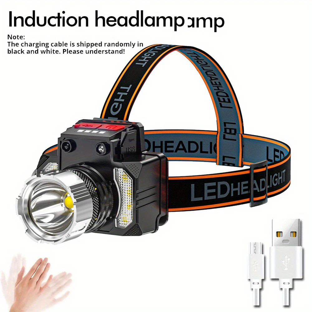 

350LM Head-Mounted Flashlight 800mAh USB Rechargeable XPE LED Headlight IPX4 Waterproof 4 Modes Outdoor Light Lantern