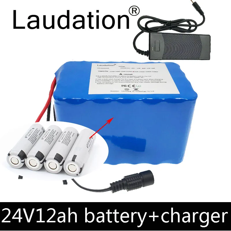 

Laudation 24V 12AH Lithium Battery 24V 12800mah 6S 4P Motor Wheelchair Lithium Ion Battery 250W 350W Electric Bicycle+2A Charger