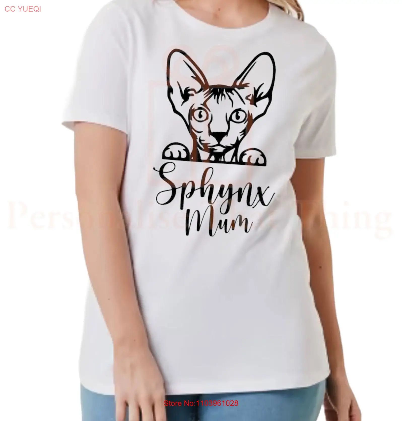 Женская футболка Sphynx Mum Cat с длинными или короткими рукавами