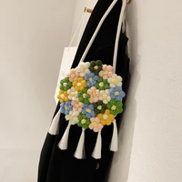 shoulder fashion tassel underarm bag hand woven bag female 2022 new summer cotton and linen messenger bag
