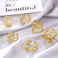 cooltime multilayers rings for women trendy geometric stainless steel jewelry adjustable knot rings wedding gift party birthday