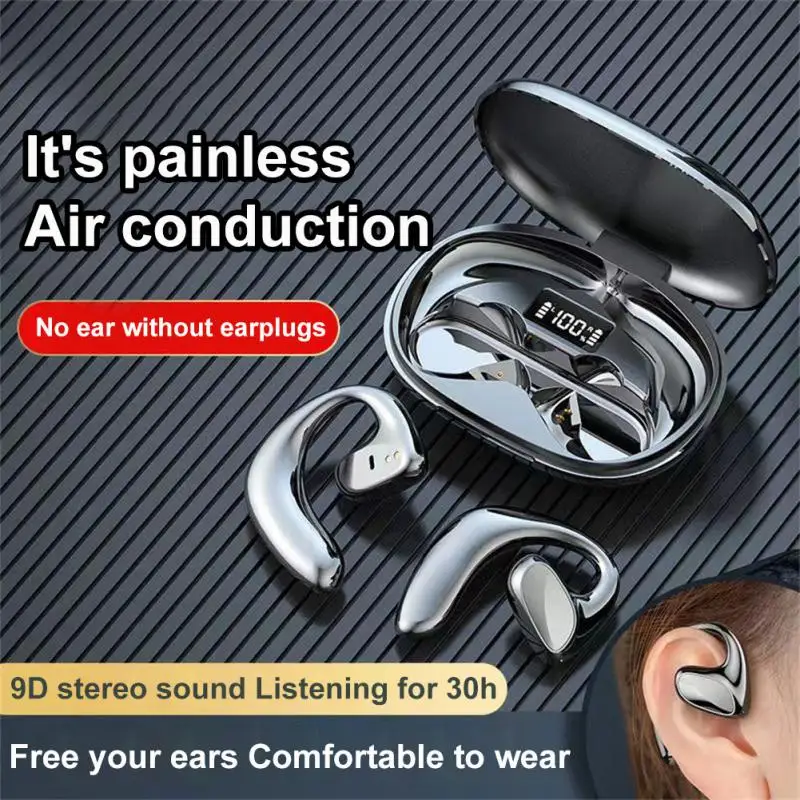 

Air Conduction Bluetooth 5.1 Headphones Noise Reduction Waterproof Wireless Earphone With Mic Over-Ear Hook 9D stereo surround