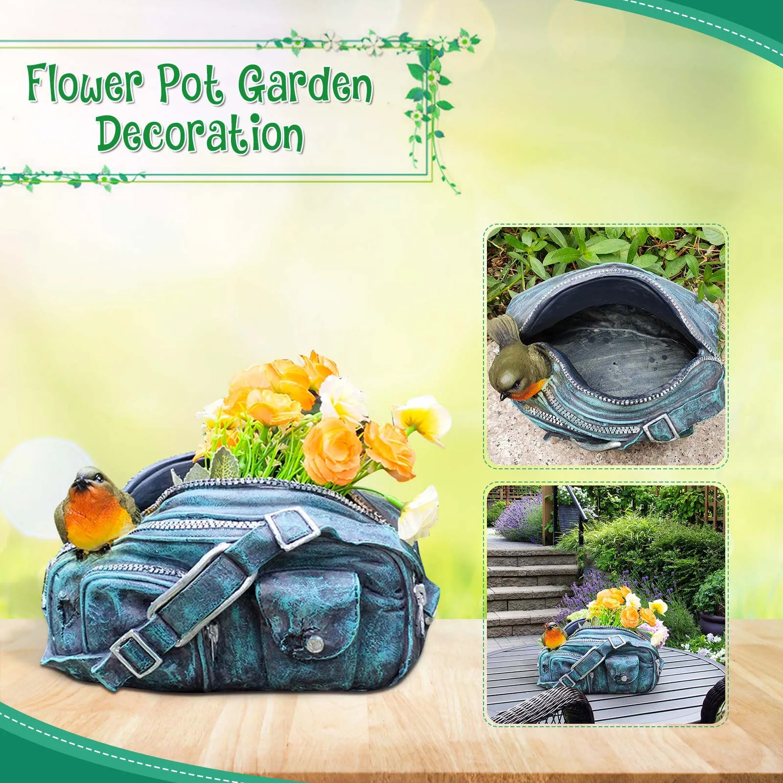 

for Garden Flowerpot Bag Sculpture Flowerpot Courtyard Sculpture Cowboy Office Home DIY