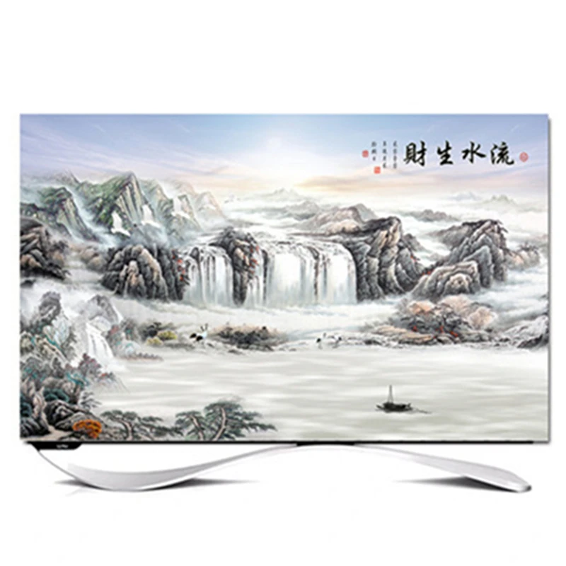 

Custom 32" - 85" inch Decorative Hood Cover for Screen LCD TV PC Landscape Downfall Sunrise Tree Mountain Rich