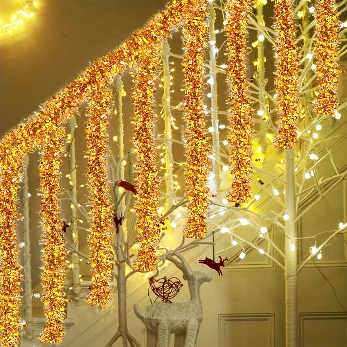 Рождественская блестящая мишура гирлянда с кисточками рождественские украшения