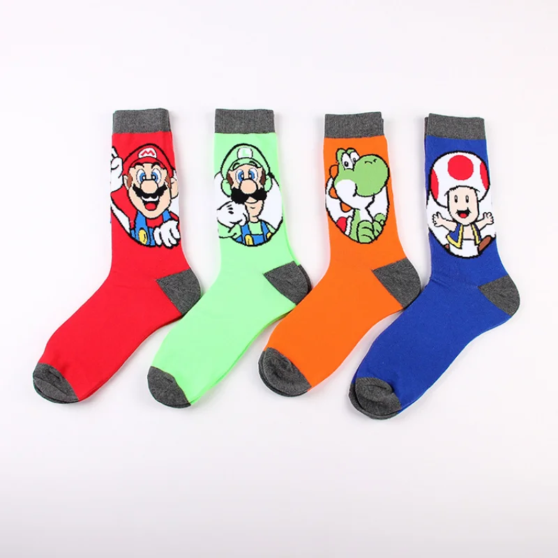 

Game Super Mario Bros Kawaii Socks Mario Mushroom Dinosaur Anime Figures Casual Cute Winter Warm Tube Socks Men Women Xmas Gifts