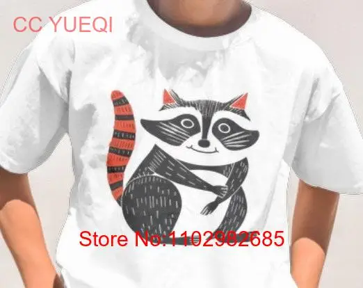 Футболка с изображением енота Folklore Forest Lino PrinT Vintage Forestcore Folk Art Linocut Cottagecore Aesthetic