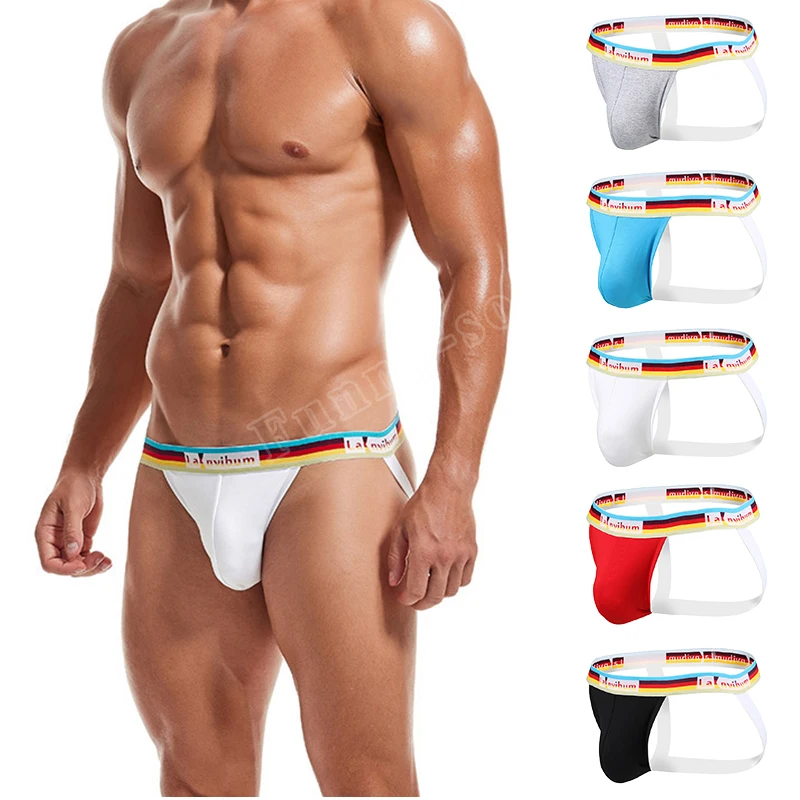 

Трусики-танга мужские из эластичного хлопка, средней посадки