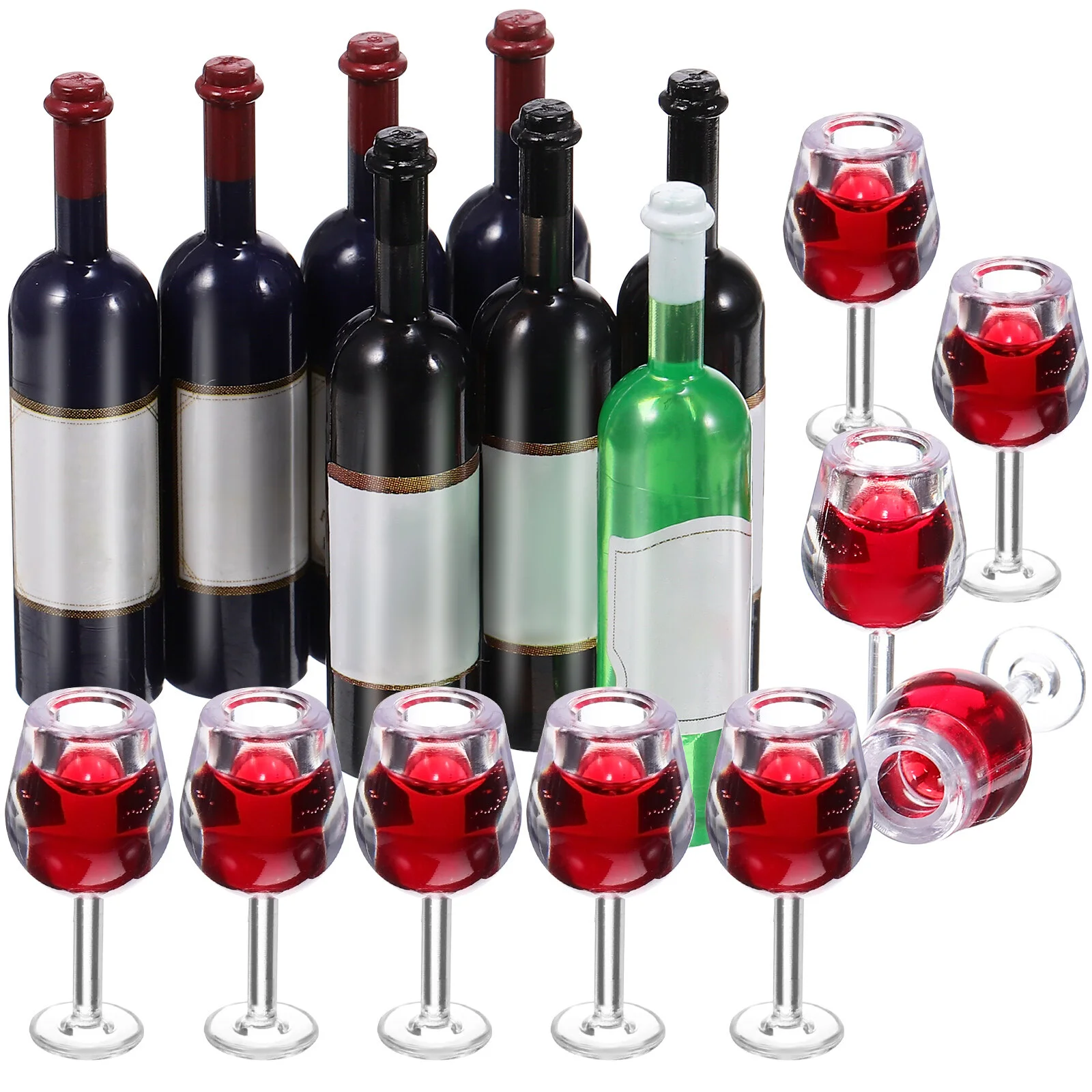 

18 PcsMini Glasses Mini Bottles /Set Soldier Mini House Glass Bottle Toy Drink House Plastic Miniature Glasses Small