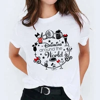 drinking around the world funny t shirt women disney mickey minnie mouse design style print summer clothes fashion y2k tops lady