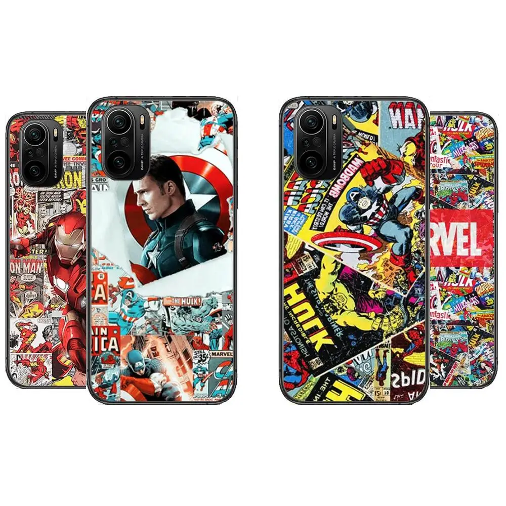 

Marvel Comics Heroes Phone Case For xiaomi redmi POCO F1 F2 F3 X3 Pro M3 9C 10T Lite NFC Black Cover Silicone Back Prett mi 10 u