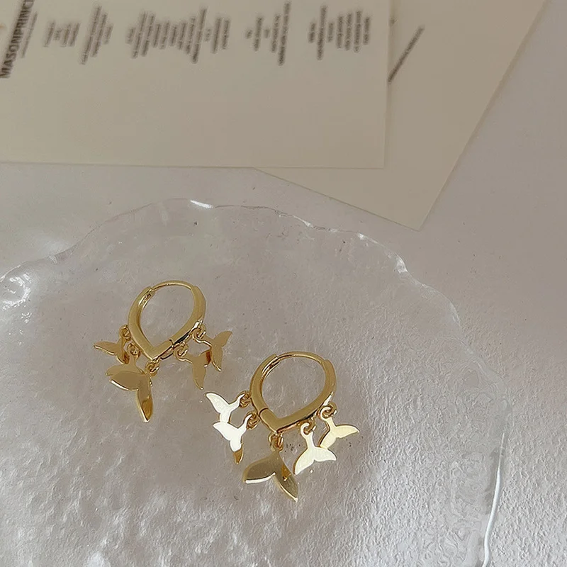 

Minar Temperament Gold Color Metal Mermaid Tail Hoop Earrings for Women Brass Tassel Statement Earring Korean Fashion Jewelry