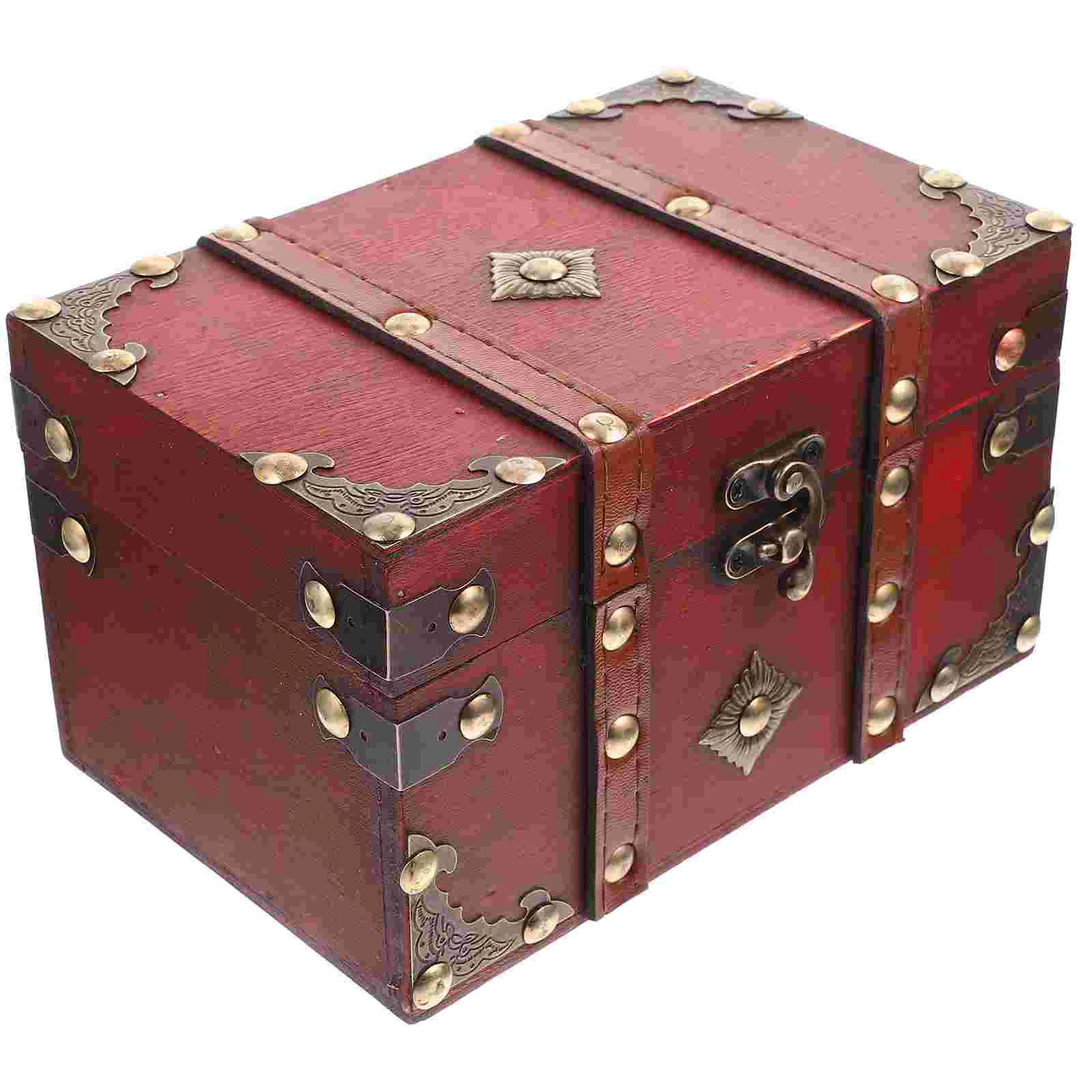 

Box Jewelry Wooden Case Storage Wood Trinket Keepsakes Treasure Boxes Organizer Retro Rustic Keepsake Bracelets Decorative