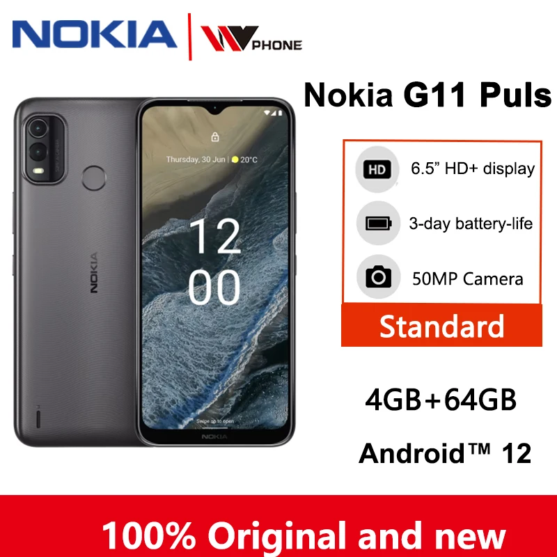 Nokia-teléfono inteligente G11 Puls, 4G, pantalla HD de 6,5 pulgadas, Android 12,...