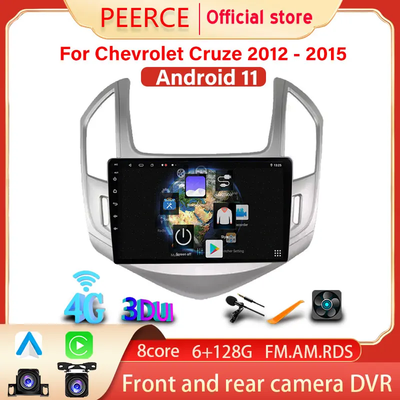 

Автомагнитола PEERCE, мультимедийный видеоплеер, навигация GPS, Carplay, Android, автостерео, DVD, NO 2 Din, для Chevrolet Cruze 2012 - 2015