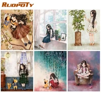 ruopoty diy pictures by number girl kits drawing on canvas painting by numbers figure hand painted picture gift home decor