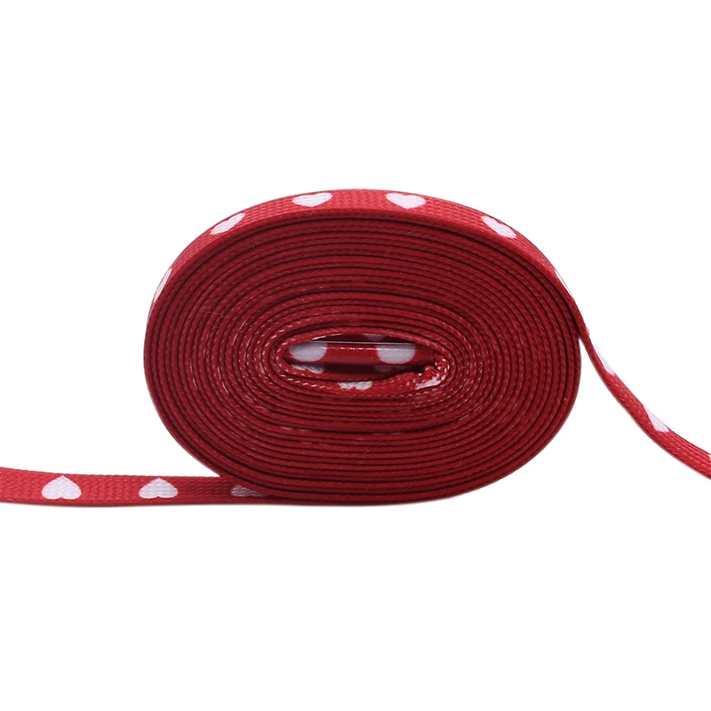 Coolaces 100pairs/lot BigOrder 7MM Heat Transfer Flat Printed Laces Digital Sublimated Pretty Ropes White Heart Red Boot Strings