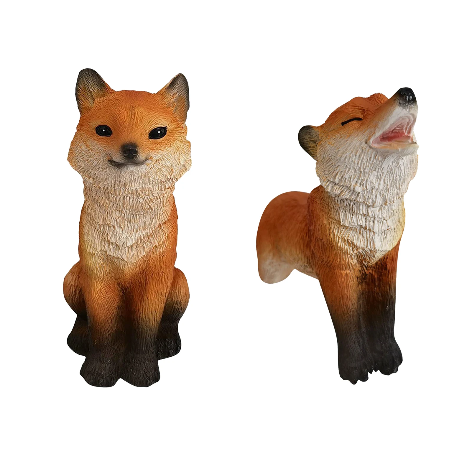 

Resin Garden Statue Decoration Standing Animal Foxes Outdoor Statue Cute Outdoor Ornament For Patio Lawn Yard Art Decoration