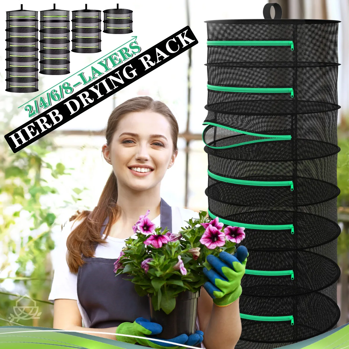 

Dry Drying Drying 2-8 Rack Herb Bud Rack Net, Dryer Mesh Basket Vegetable Organizer Flower Folding Hanging For Plants Herb Layer