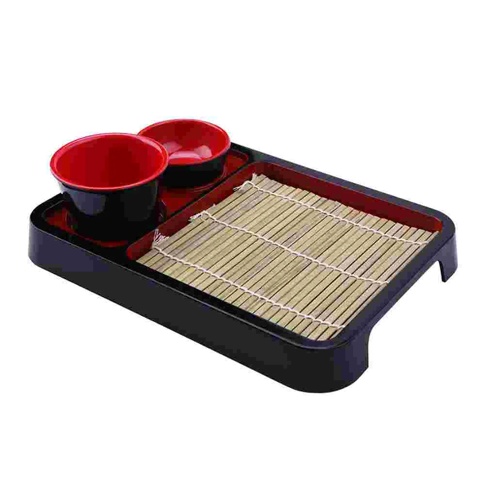 

Japanese Cold Noodle Plate Cooking Storage Tray Drink Containers Melamine Food Bamboo Mat Kitchen Tableware Garnish
