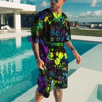 3d printing ink art pattern mens suit summer mens t shirt shorts 2 piece set fashion sportswear streetwear tracksuit set men