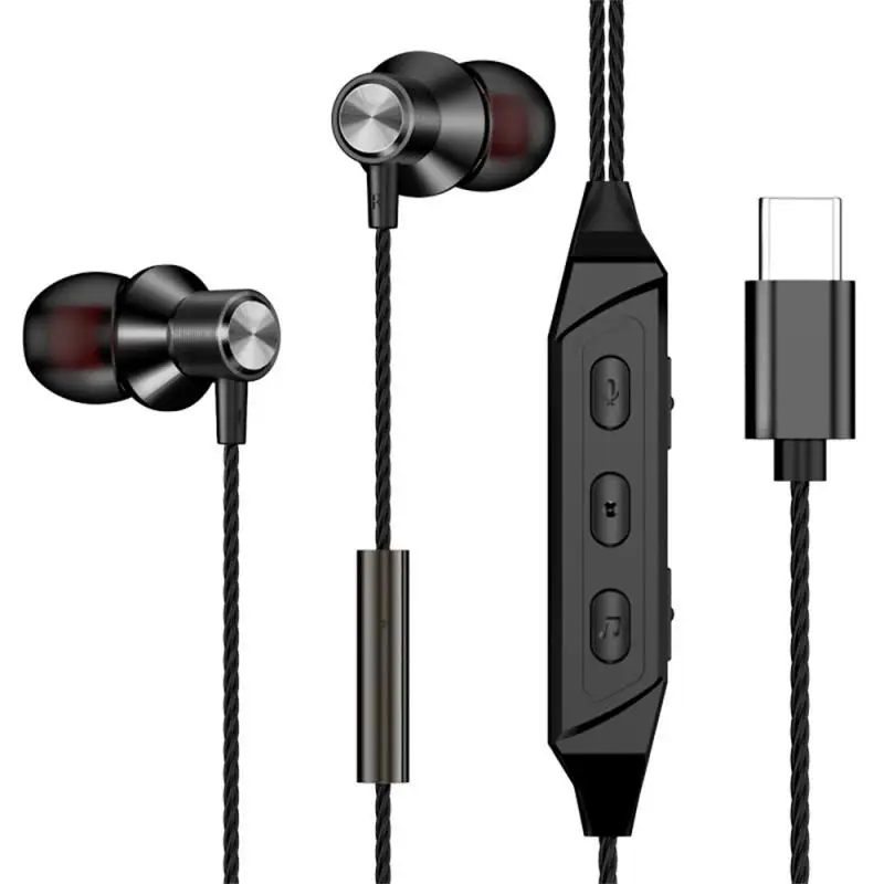 

Professional Sound Card Headphones Type C Jack Stereo Headset Line Control In-ear Earphones For Samsung Redmi Xiaomi Huawei Poco