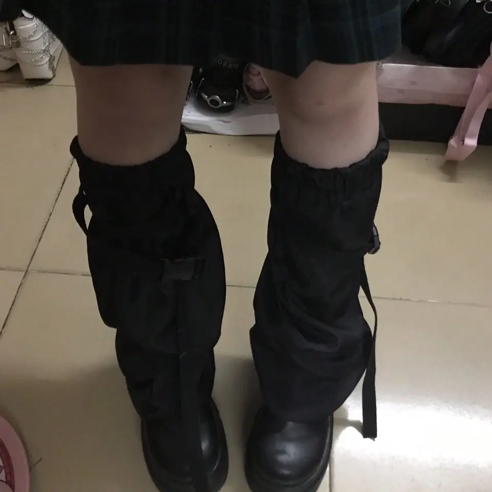 Summer thin Leg Warmers Black Goth Gyaru Y2k Accessories Gothic Lolita Knit Socks Women Dancing Cute Legs Warmers