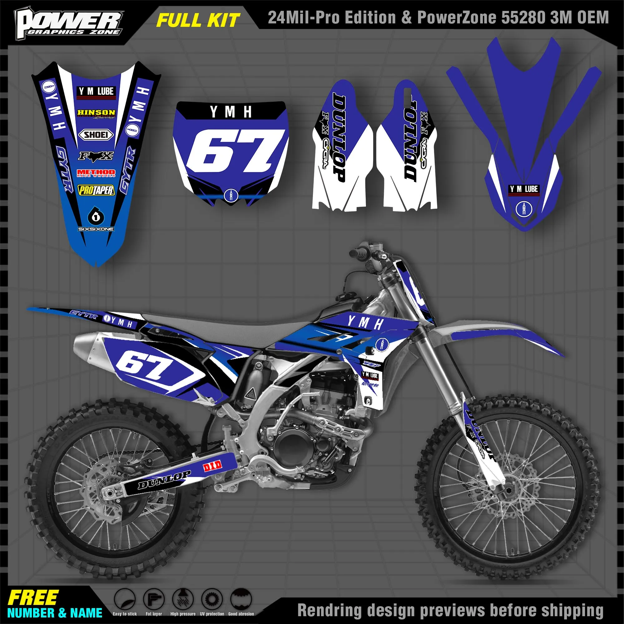 

PowerZone Custom Team Graphics Backgrounds Decals 3M Stickers Kit For YAMAHA 2010-2013 YZF250 011