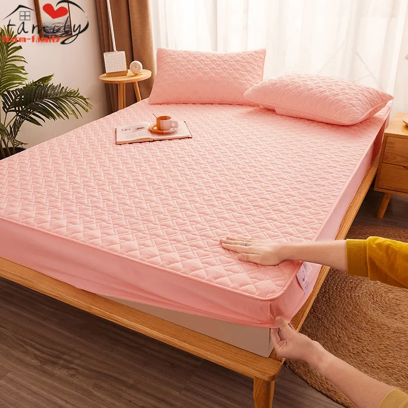 

Cotton Solid Bed Fitted Sheet Comfort Soft Bed Sheet with Elastic Band Mattress Covers Protector Single Double Queen King Size