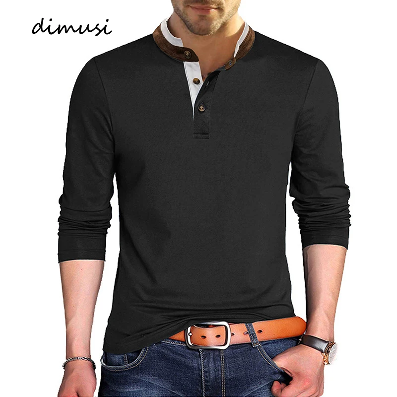 

DIMUSI осенне-зимняя мужская футболка Henry, повседневная мужская футболка с длинным рукавом, модные мужские классические топы, футболки, одежда,...