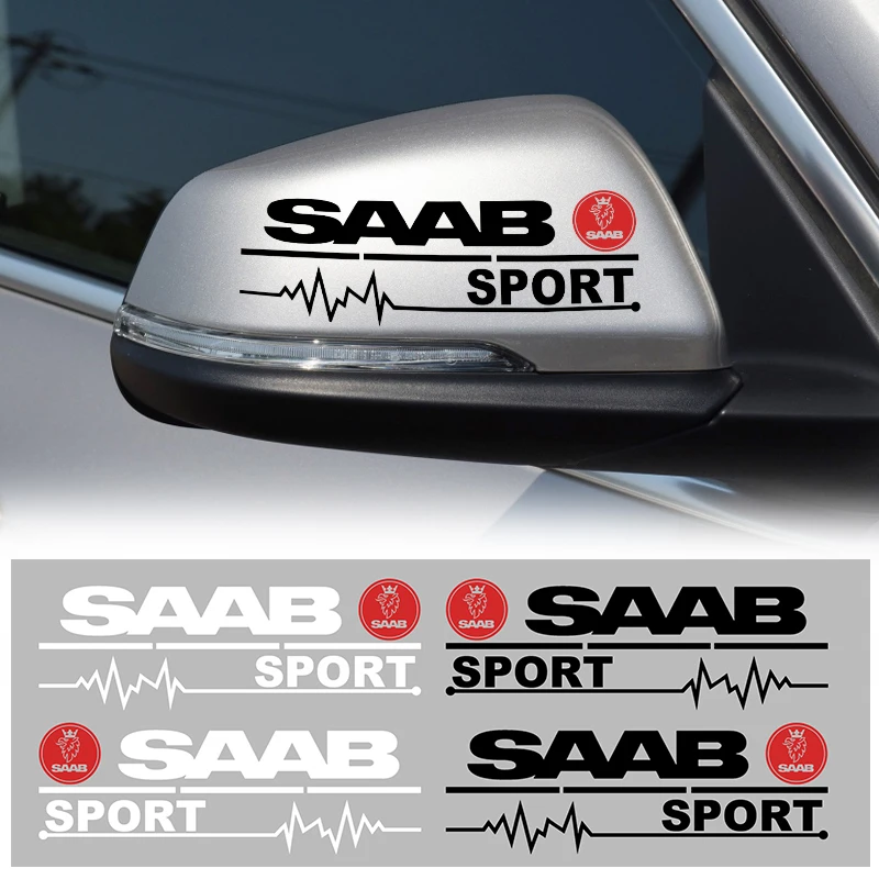

2PCS Rearview Mirror Side Decal Stripe Car Stickers For SAAB 9-3 9-5 93 9000 900 9-7 600 99 9-X Scania Decorative Accessories