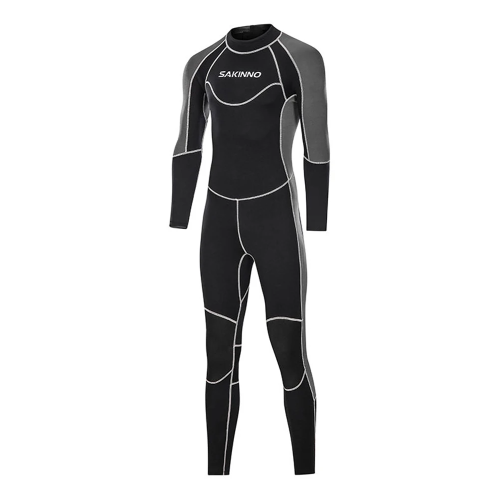 Fashion Men's 3MM Neoprene Wetsuit New One Piece Long Sleeve Thickening Warm Sunscreen Water Sports Surfing Snorkeling Wetsuit