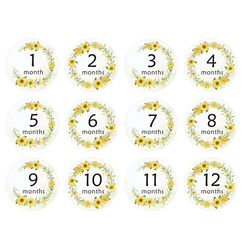 

12pcs Floral Month Stickers for Baby Infant Girls Milestone Stickers Photo Props