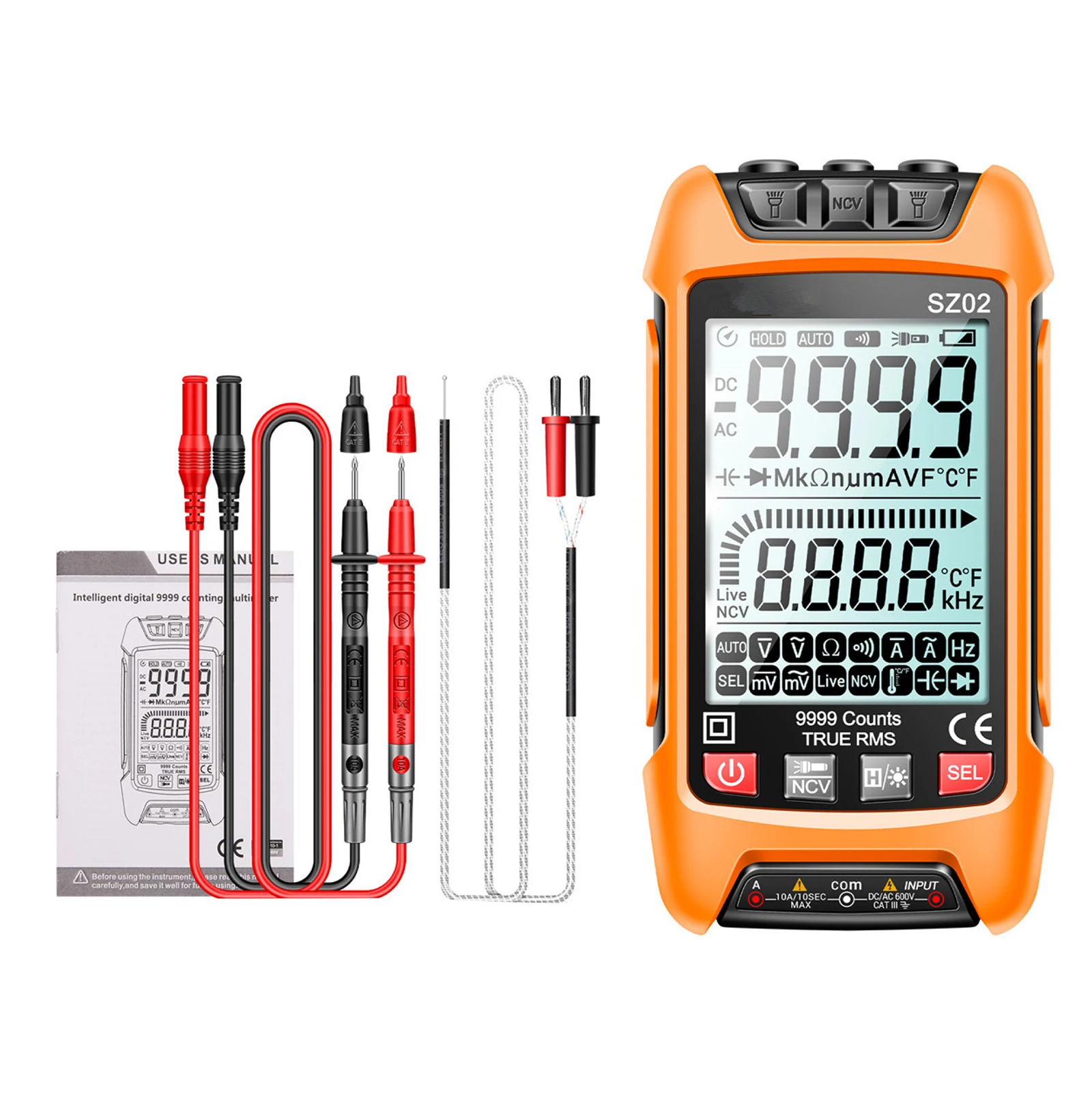

Профессиональный цифровой мультиметр SZ02, 9999 отсчетов, True RMS