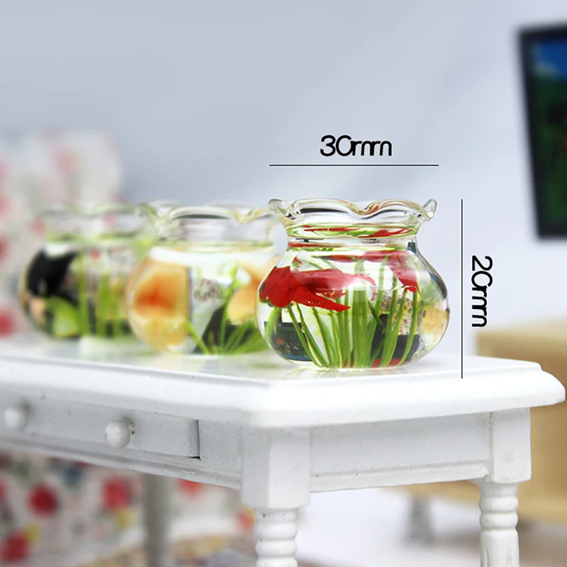 

1 шт. красивый дизайн 1:12, кукольный домик, мини-стеклянная рыба, Искусственный аквариум, кукольный домик