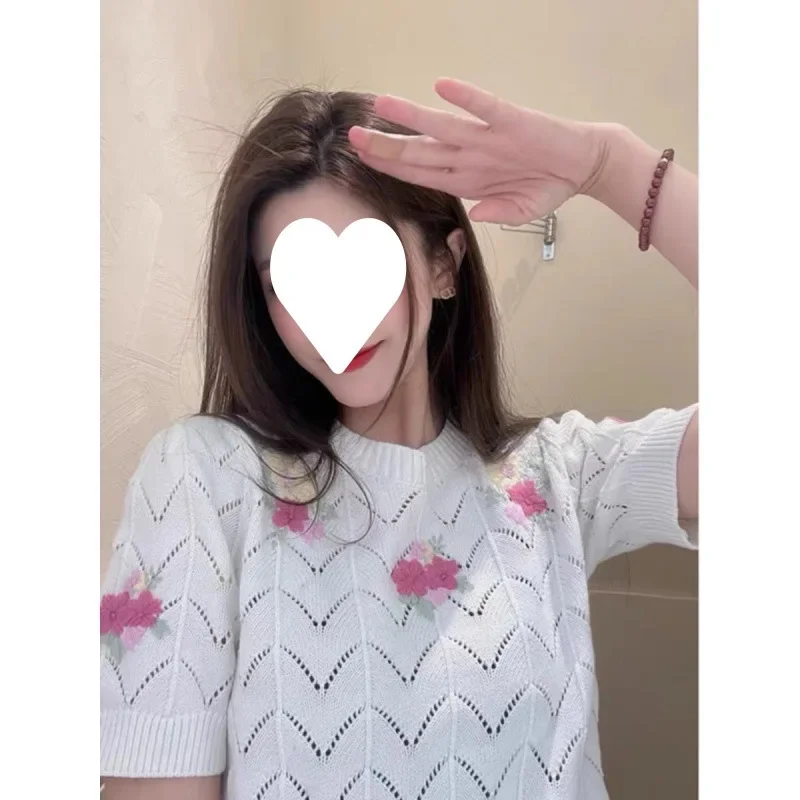 Прозрачный холодновязаный Топ NicheDesign Sensibility во французском стиле Женский пуловер