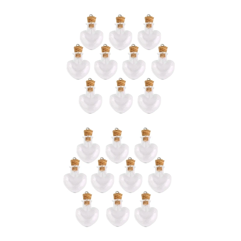 

20 шт. стеклянная пробковая бутылка, стеклянные ампулы, шерстяные бутылки, подвески в форме сердца