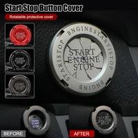 car engine start stop button cover metal ignition switch ring rotatable protective cover auto decoration interior accessories