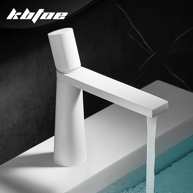 Basin Faucet White Hot Cold Mixer Tap Bathroom Personality Above Counter Brass Faucet Creative Bathroom Sink Single Hole Crane