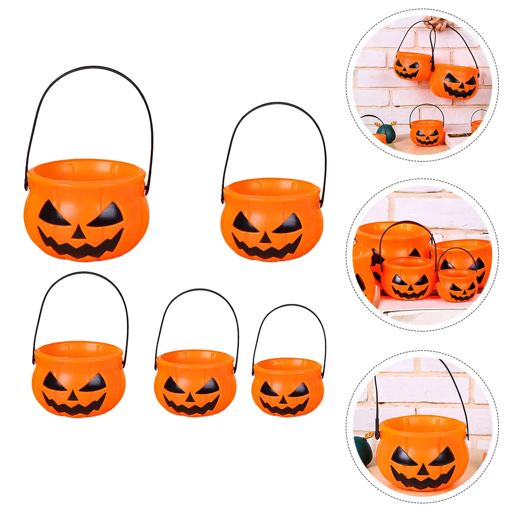 

Bucket Pumpkin Candy Jack Lanternholder Goodie Pail Kids Bags Treating Or Trick Snacks Container Vintage Orange Treat Basket