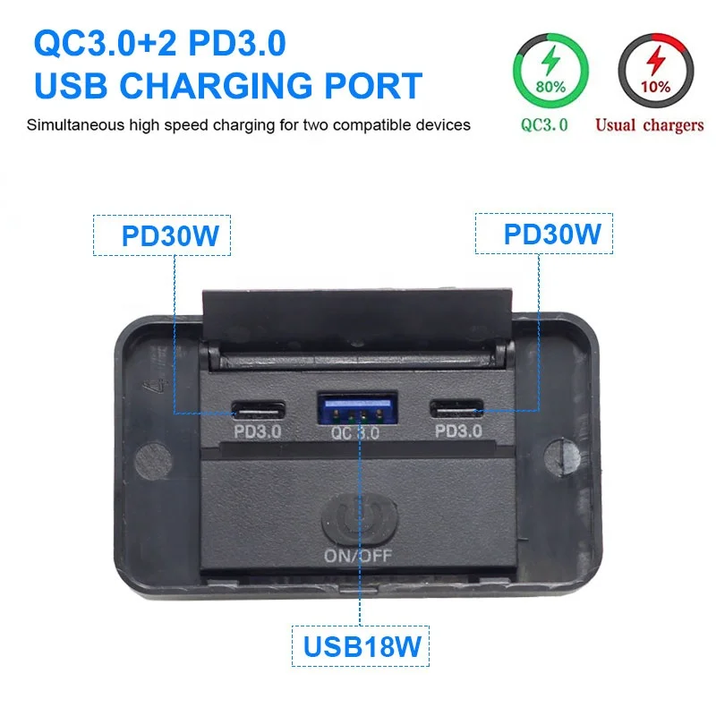 Двойное зарядное устройство PD C Type + USB QC 3 0 с портами модифицированное