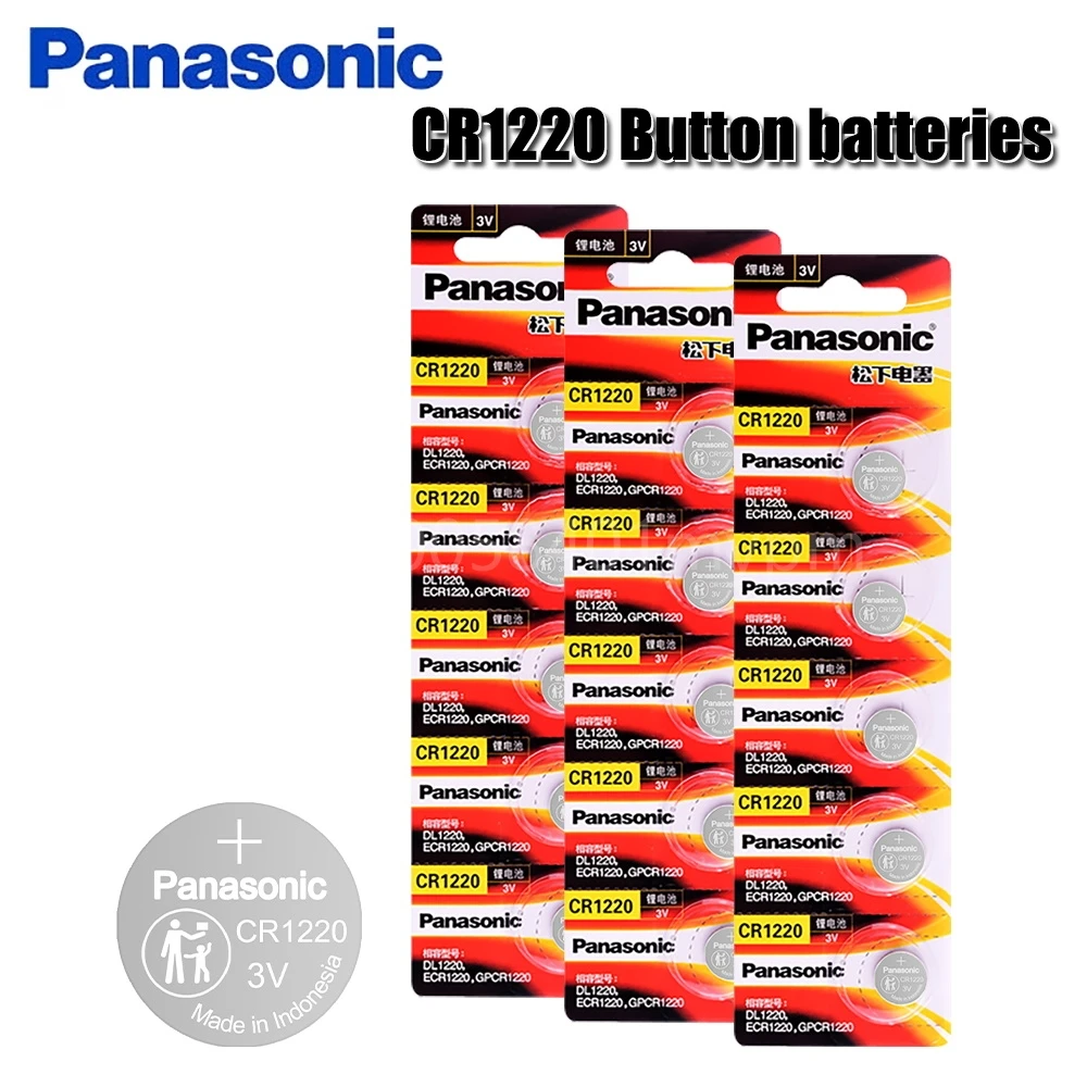 

Оригинальный кнопочный аккумулятор PANASONIC CR1220, 3 в, литиевые батареи CR 1220 для часов, игрушек, компьютера, калькулятора